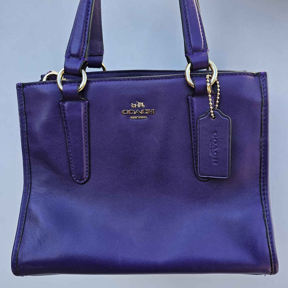 Coach Small Purple Leather Tote Bag With dust bag